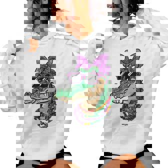 Mardi Gras Alligator Cute Gator Parade Costume Girls Women Women Hoodie | Mazezy