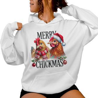 Merry Chickmas Chicken Christmas Jumper Christmas Farmer Kapuzenpullover für Damen - Geschenkecke