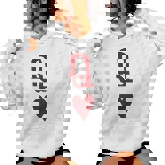 Queen Of Hearts And King Of Hearts Couples Matching Pajama Women Hoodie - Seseable