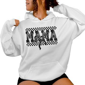 Retro Checkered Mama Coquette Bow Mama Floral Women Hoodie - Thegiftio UK