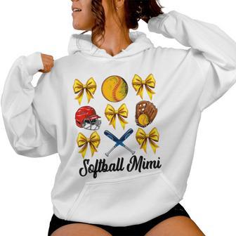 Retro Cute Softball Mimi Bow Softball Mom Women Women Hoodie - Thegiftio UK