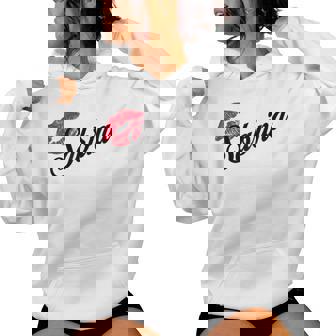 Sabrina Bold Red Lips Personalized Name For And Girls Women Hoodie - Seseable