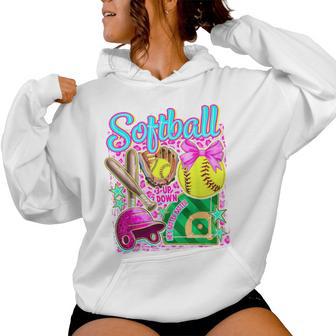 Softball Coquette Bow Softball Mom Mother's Day Women Hoodie - Thegiftio UK