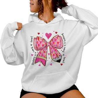Teaching Is A Work Of Heart Pencil Bow Teacher Valentine Women Hoodie - Thegiftio UK