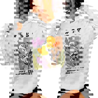 Vintage Resist Dissent Persist Floral Women's Women Hoodie - Seseable