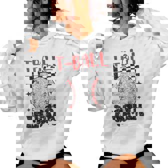 Vintage T-Ball Mama Softball Mom Checkered Print Women Hoodie - Seseable