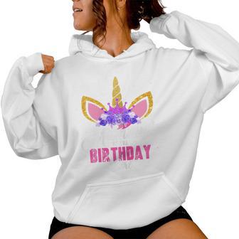 Women's Mummy Of The Birthday Girl Unicorn Mum Birthday Party Mother Blue Kapuzenpullover für Damen - Geschenkecke