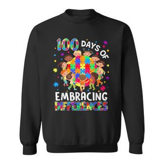 100 Days Of School Embracing Differences Autism Awareness Sweatshirt - Thegiftio UK