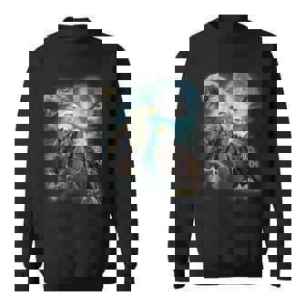 3 Eagles Howling At The Moon Eagle Bird Lover Sweatshirt - Monsterry