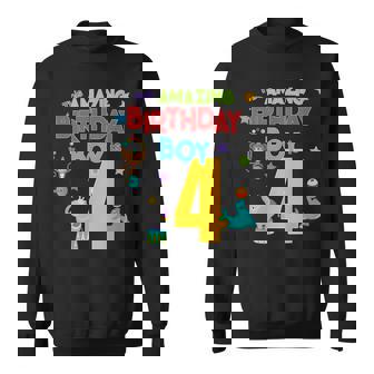 4 Year Old Circus Birthday Shirt Amazing Birthday Boy Four Sweatshirt - Monsterry