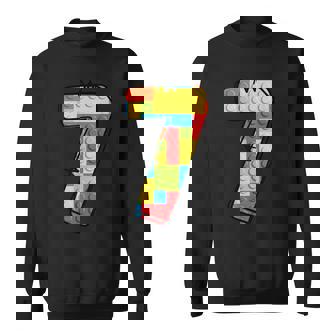 7 Year Old Blocks Building Master Builder 7Th Birthday Sweatshirt - Thegiftio