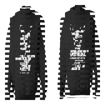 7 Years Old Rockin' Since 2017 Vintage Rock On Hand Horns Sweatshirt - Monsterry