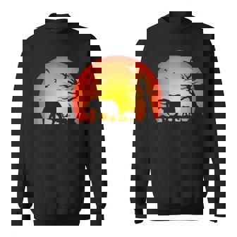 Adorable Silhouette D'éléphantintage Avec Coucher De Soleil Sweater e - Cadeauxyz