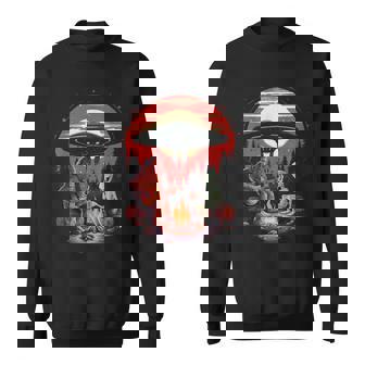 Alien And Bigfoot Campfire Sasquatch Ufo For Outdoor Lovers Sweatshirt - Thegiftio