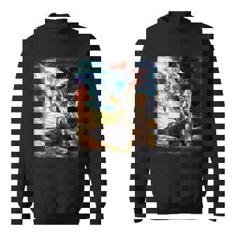 Angel Cat And Praying Companion In Fiery Sky Sweatshirt - Monsterry