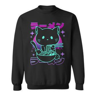 Anime Ramen Cat Retro Japanese Noodles Aesthetic Kawaii Cat Sweatshirt - Geschenkecke