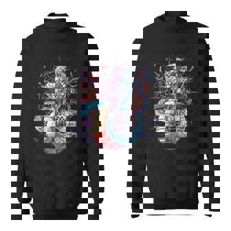 Artistic Blue Scale Snake Art On The Mystical Background Premium Sweatshirt - Monsterry
