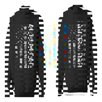 Autism Awareness Dad Usa Flag Fathers Day Sweatshirt - Monsterry