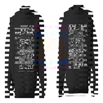 Autism Rizz Em With The Tism Meme Autistic Racoon Sweatshirt | Mazezy