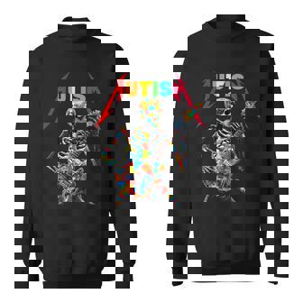 Autism Skeleton Guitar Player Rock Music Autism Awareness Sweatshirt - Seseable