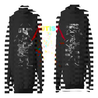 Autism Skeleton Guitar Rock Music Lover Autism Awareness Sweatshirt - Thegiftio UK