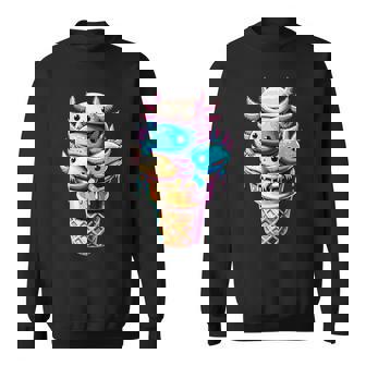 Axolotl Ice Cream Kawaii Axolotls Sweatshirt - Monsterry