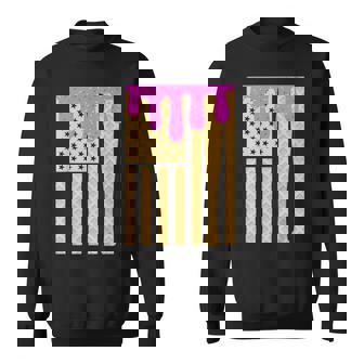 Baseball Drip Bat For Boys Dripping Ice Cream American Flag Sweatshirt - Thegiftio