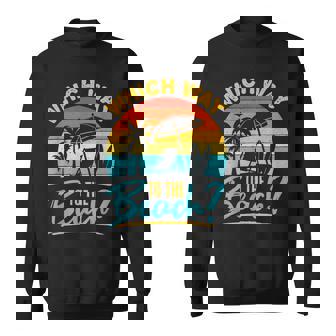 Which Way To The Beach Summer Summertime Palm Trees Graphic Sweatshirt - Monsterry