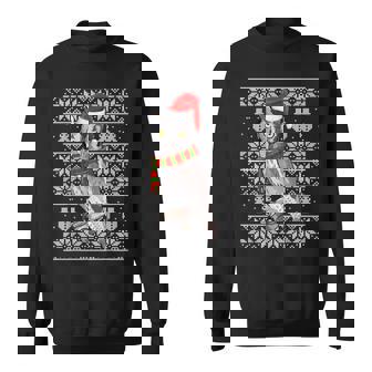 Bird Xmas Santa Hat Western Screech-Owl Ugly Christmas Sweatshirt - Monsterry