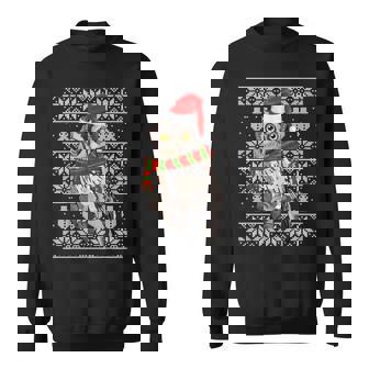 Bird Xmas Santa Hat Whiskered Screech-Owl Ugly Christmas Sweatshirt - Monsterry