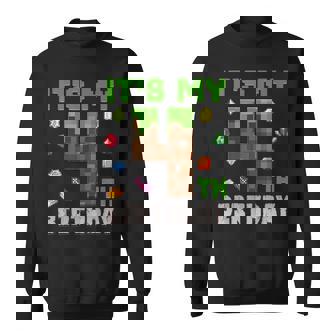 Birthday Boy It's My 4Th Birthday 4 Year Old Pixel Gamer Sweatshirt - Monsterry