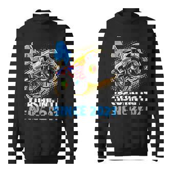 Birthday Monster Truck 4 Year Old Boys 4Th Party Born 2021 Sweatshirt - Monsterry