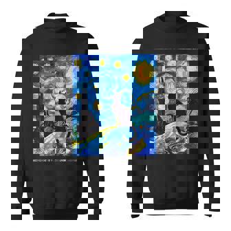 Black Cat On A Starry Night – Cat Lover Van Gogh Sweatshirt - Seseable