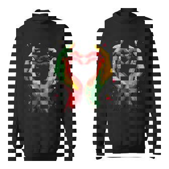 Black History Month Heart African American Black Red Green Sweatshirt - Seseable