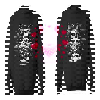 Boston Terrier Valentine Hearts Dog Sweatshirt - Monsterry