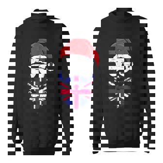 British Flag Santa Claus Sunglasses Hat UK Beard Christmas Sweatshirt - Monsterry