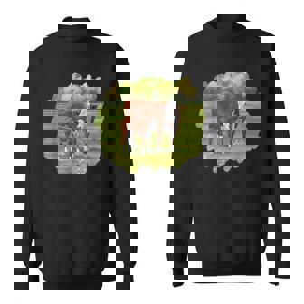 Brown Hereford Cow & Cute Calf Farm Animals Sweatshirt - Monsterry