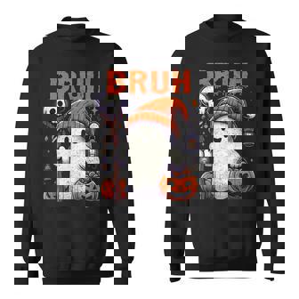 Bruh Ghost Halloween Cute Ghost Candy Kids Sweatshirt - Monsterry