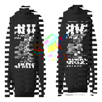 Bruh Its My Birthday Master Builder Dabbing Blocks Bricks Sweatshirt - Thegiftio UK