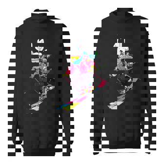 Bunny Rabbit Skiing Skier Ski Winter Snow Sweatshirt - Monsterry