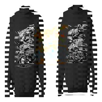 Camo Dinosaur T Rex Monster Truck Military Camo Boys Toddler Sweatshirt - Monsterry