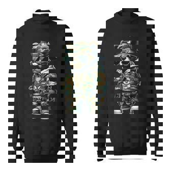 Camo Teddy Bear Hip-Hop Streetwear-Urban Camouflage Bear Sweatshirt - Thegiftio UK