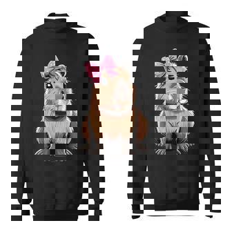 Capybara With Pink Ribbon Bow Sweatshirt - Seseable