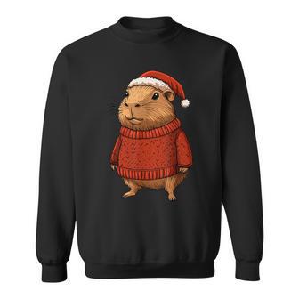 Capybara Ugly Sweater Santa Hat Christmas Sweatshirt - Geschenkecke