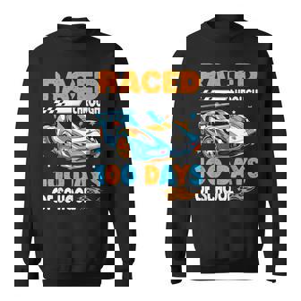 Car Raced Through 100 Days Of School Milestone Celebration Sweatshirt | Mazezy