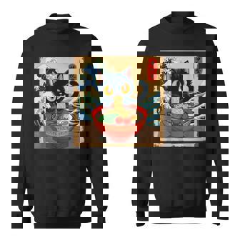 Cat Anime Kawaii Cat Ramen Japanese Graphic Sweatshirt - Seseable
