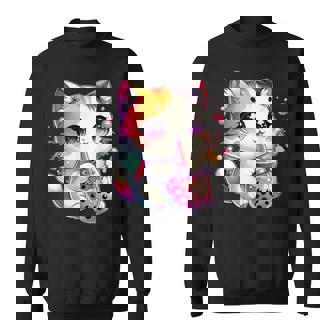 Cat Boba Tea Anime Japanese Kawaii Neko Bubble Tea Cat Sweatshirt - Monsterry