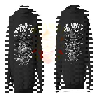 Cat Cowboy Mashup Meowdy Western Country Music Cat Sweatshirt - Monsterry