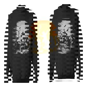 Cat Dance Around Bonfires Spooky Witchcraft Halloween Sweatshirt - Monsterry