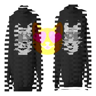Cat Heart Eyes Emoticon Sweatshirt - Monsterry
